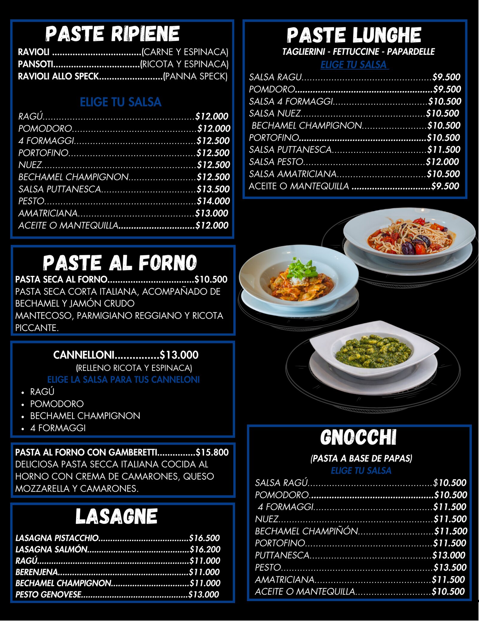 Carta Lagomarsino 2026 - Paste ripiene, paste lunghe, paste al forno, lasagne y gnocchi